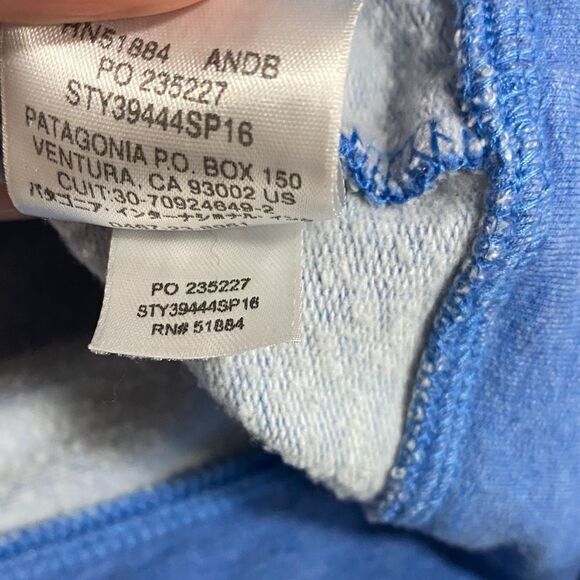 Patagonia Blue Pink Logo Organic Cotton Zip Hoodie Size Small - Picture 12 of 12